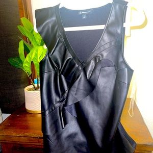 Black faux fashion top  with ruffles from brand I.n.c